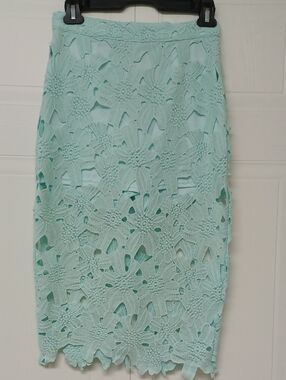 Nameless Mint Crochet Lace Pencil Skirt-Shorts